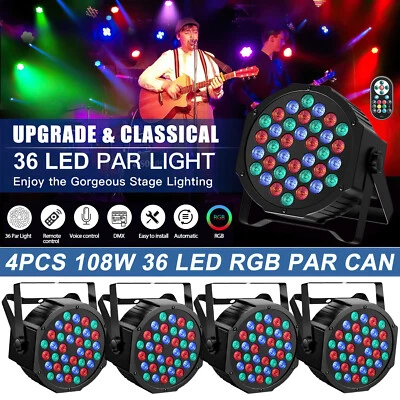 108W RGB 36LED Par Stage Light DMX-512 Disco Wedding Bar Party Show Lighting - Image 1 of 4