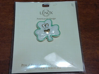 LENOX TRÉBOL IRLANDÉS BROCHE/COLGANTE NUEVO EN PAQUETE $35 Foto 1 de 4