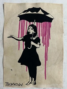 banksy , painting on paper signed and stamped - Picture 1 of 2