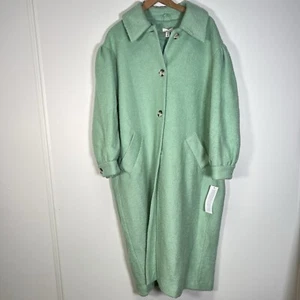 Abrigo de Invierno Topshop Talla 18 Verde Largo Mezcla de Lana Botones Tortuga - Imagen 1 de 15
