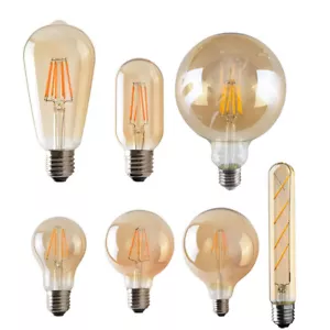 Vintage LED Edison Glühbirne Bernstein Lampe E27 Deko Industrie Leuchte A Lampe - Bild 1 von 24