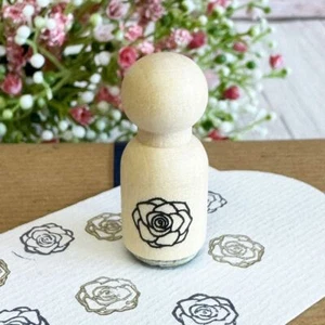 Rose Flower Mini Rubber Stamp | Floral Crafts Cards Envelopes Scrapbook - Picture 1 of 5