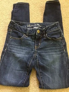 American Eagle Supper Stretch Jegging Denim Skinny Jean Dark Wash Size 0 Regular - Picture 1 of 12
