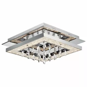 Elan Crushed Ice Chrome 4000K LED 20" Square Flush Mount Ceiling Light $1506 - Picture 1 of 2