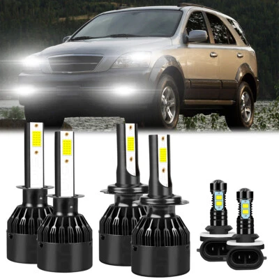 For Kia Sorento 2003-2006 6000K LED Headlight High Low Beam Fog Light Bulbs 6p - Image 1 of 4