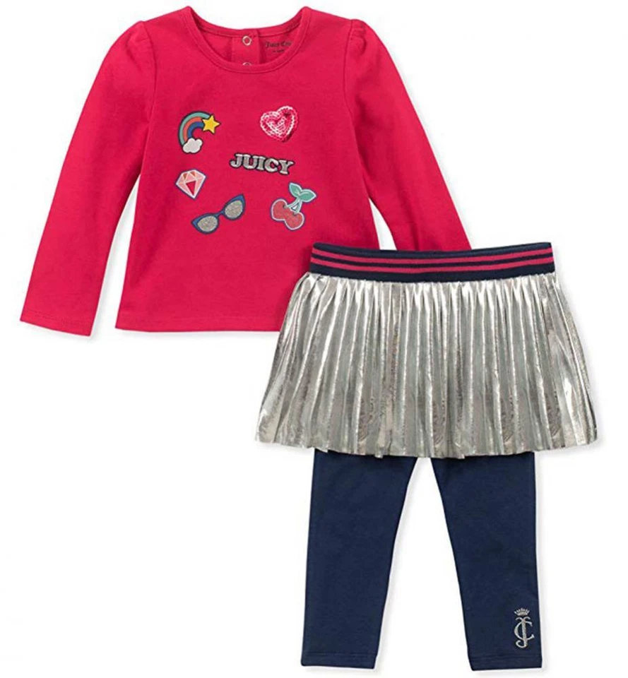 Conjunto de esqueletos Juicy Couture infantil feminino fúcsia 2 peças tamanho 3/6M 6/9M 12M 18M 24M - Imagem 1 de 1