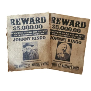 Johnny Ringo / Tombstone aged printed wanted  poster page, Old west Halloween - Picture 1 of 3