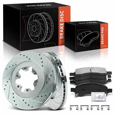 New Drilled Brake Rotor & Ceramic Pad for Chevrolet Colorado 2009-2012 GMC Front - Image 1 of 4