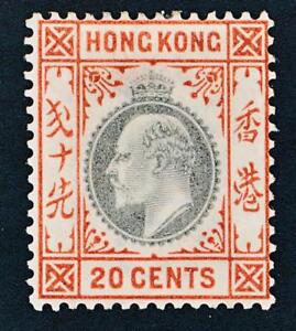 Hong Kong 78 Excellent État à Charnières, 20c King Edward, Wmk Ca