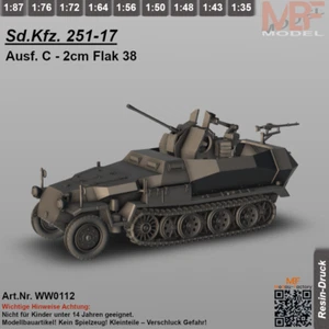 Sd. Veicolo 251/17 Ausf. Flak 38 C 2 cm - NUOVO - Riproduzione - Foto 1 di 9