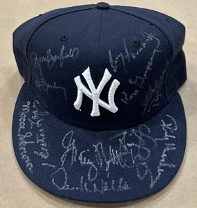 Yankees Signed Old Timers Day Hat Rickey Henderson David Wells Cone 12 Auto Coa - Picture 1 of 16