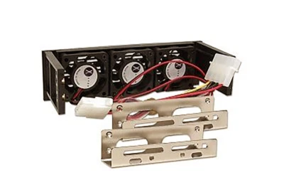 Schwarzer 5,25" Bay Kühler für 3,5" Festplatte (3xLüfter) Kühlset Halterung Adapter - Bild 1 von 3