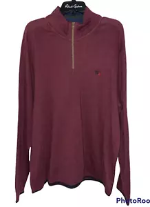 NWT Robert Graham Men's Skull Dark Red Half Zip Long Sleeve Sweater XL - Picture 1 of 5