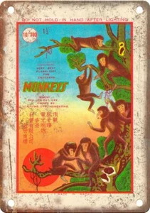 Monkeys Firecracker Package Art 12" x 9" Reproduction Metal Sign ZD252 - Picture 1 of 1
