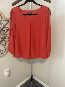 Alyx Women’s Top Sz M Orange Split Sleeve Elastic Waist - Picture 1 of 10