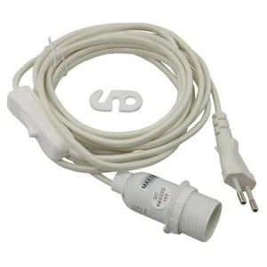 Cable textil blanco E14 casquillo para estrellas de papel 4 m cable de conexión interruptor cable - Imagen 1 de 3