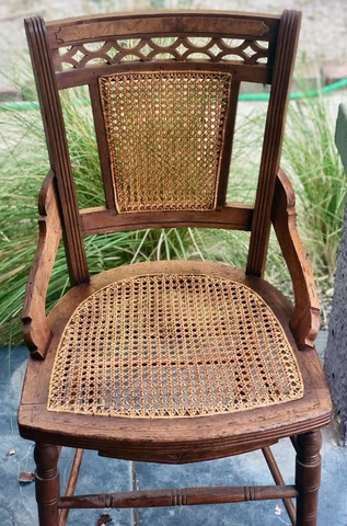 19th century Estate Antique Eastlake Victorian Walnut Dining Parlor Cane Chair Cover
