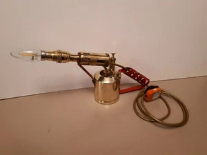VERY RARE, TABLE LAMP MADE FROM A VINTAGE BRASS BLOWTORCH. SWITCHED AND TESTED. - Picture 1 of 8