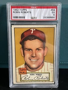 1952 Topps Robin Roberts #59 HOF PSA EX 5 - Picture 1 of 2