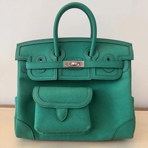 HERMES BIRKIN 25 CARGO VERT VERTIGO GREEN TOILE BAG LIMITED EDITION NEW HANDBAG - Picture 1 of 15
