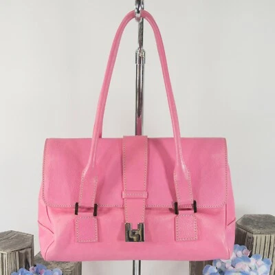 Lambertson Truex Vintage Bright Pink Leather Satchel GUC - Image 1 of 4