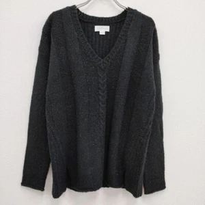 Velvet 34163047 V-neck cable size S sweater knit black 3-1128T♪ - Picture 1 of 4