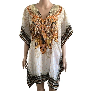 Kaftan Womens Blouse One Size Multicolored Momentum Brands Boho Lightweight - Picture 1 of 7