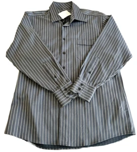 Camicia Ben Sherman uomo 16 32-33 grigia a righe manica lunga con bottoni nuova con etichetta - Foto 1 di 5