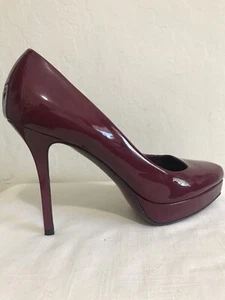 Bomba de tacón alto Gucci AZULEJO rojo oscuro patente cuero punta cuadrada talla 40 EE. UU. 9 - Imagen 1 de 12