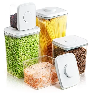 Pop Up Lid Food Storage Containers, Clear Storage Containers for Pantry Airti... - Foto 1 di 7