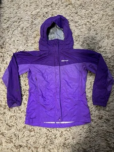 Marmot Jacket Girls Medium Purple Lightweight Hooded Outdoor Hiking Windbreaker - Picture 1 of 6