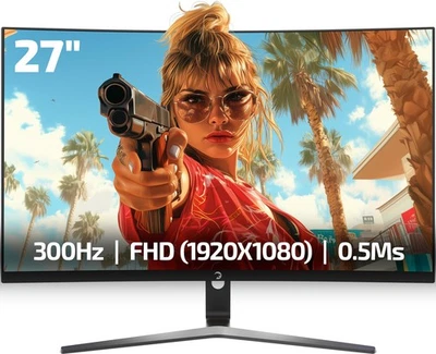 GAMEPOWER Curved Monitor 27 zoll 300Hz FullHD PC Bildschirm mit Lautsprecher V80 - Bild 1 von 4