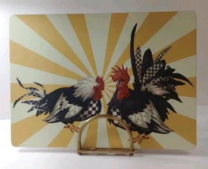 MacKenzie-Childs Dramatic Rooster Cork Placemats Lot Of 4  - Picture 1 of 3