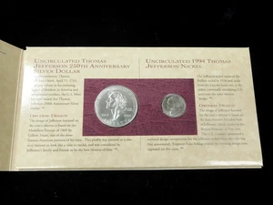 1993 United States Mint Thomas Jefferson Coinage and Currency Set - Picture 1 of 5