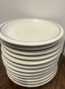 "Platillo Pfaltzgraff Yorktowne / Plato pequeño 6"" blanco con borde azul / Juego de 12" - Imagen 1 de 3