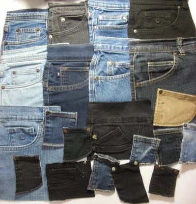 21 PIEZAS SURTIDO DENIM AZUL JEAN BOLSILLOS CON ESPALDA MEZCLA ARTESANÍAS COSTURA HÁGALO USTED MISMO Foto 1 de 4