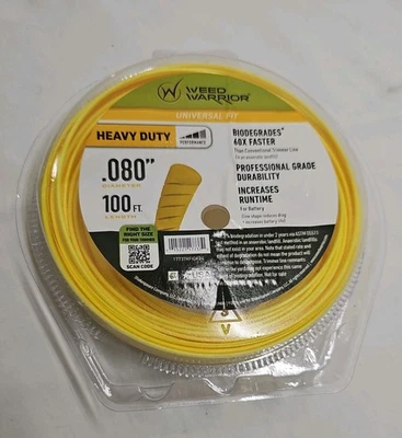 Weed Warrior .080inx100ft Biodegrades Heavy Duty Trimmer Yellow Line  New - Image 1 of 4