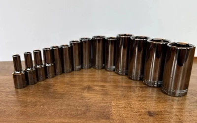 Craftsman Overdrive 3/8" Drive 14pc Deep 6 point Socket Set SAE 1/4" to 1" - Image 1 of 4