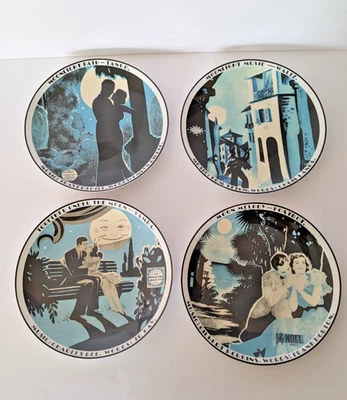 Juego de 4 - Platos de Baile Música BIA Moonlight Ensalada Postre Azul 8" De Colección Foto 1 de 4