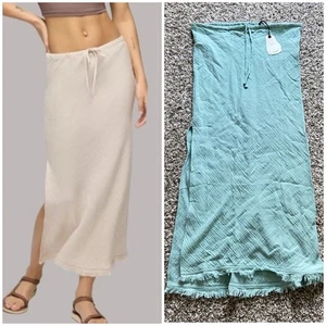 Maxi gonna Prana Hideaways taglia S cotone biologico acqua salata leggera texture stropicciata - Foto 1 di 6
