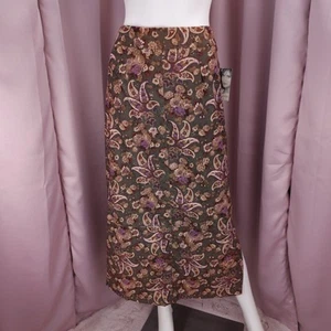 '90s Y2K Jaclyn Smith Women's Floral Elastic Waist Midi A-Line Skirt 8 NWT - Picture 1 of 7