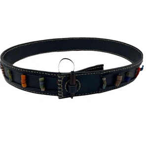 Henry Beguelin brown leather stitched waist belt Sz 110 Italy Beads Unisex - Picture 1 of 17