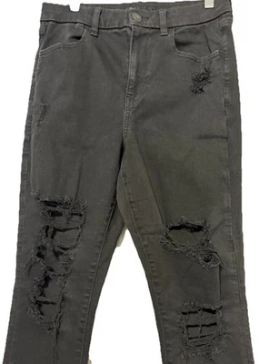Pantalones de mezclilla para mujer American Eagle negros Next Level elásticos tiro medio pierna cónica talla 8 Foto 1 de 4