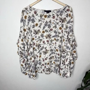 Sanctuary Floral Long Sleeve Ruffled Blouse Top Women’s 3X Viscose Cottagecore - Picture 1 of 10