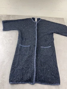 Melys Cardigan Coat Womens Size 42 Blue Sequin Knit Cashmere Mohair Wool Italy - Picture 1 of 11