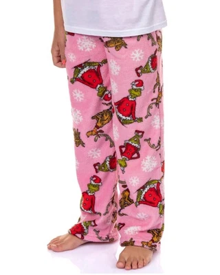 Dr. Seuss The Grinch Girls' Yoga Grinch and Max Fleece Pajama Pants - Image 1 of 4