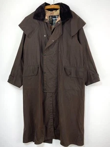 Barbour Stockman Wax Coat Mens Medium Brown Long Classic Duster Riding Trench - Picture 1 of 16