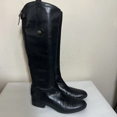 Sam Edelman 'Penny' Black Leather Knee-High Riding Boots Back Zip Women's 7.5 - Image 1 of 4
