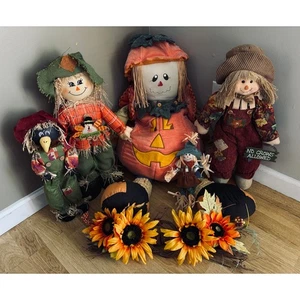 Corona de girasol espantapájaros Halloween cosecha otoño 6 piezas decoración - Imagen 1 de 8