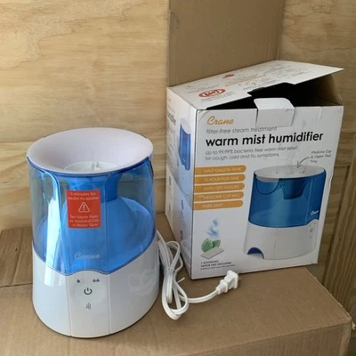 Crane Filter Free Warm Mist Humidifier with Bacteria Free Blue/White - Image 1 of 3